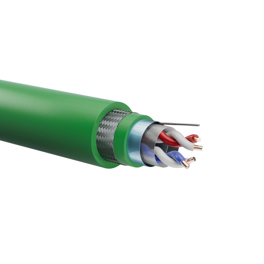 Haspel a 500m. Signaal grondkabel UV Outdoor 2x2x0,8mm groen