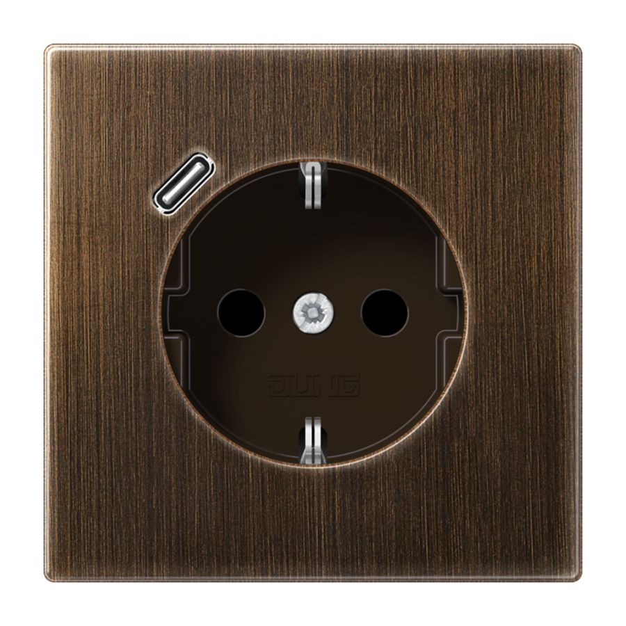 Wandcontactdoos + lader LS messing antiek USB C