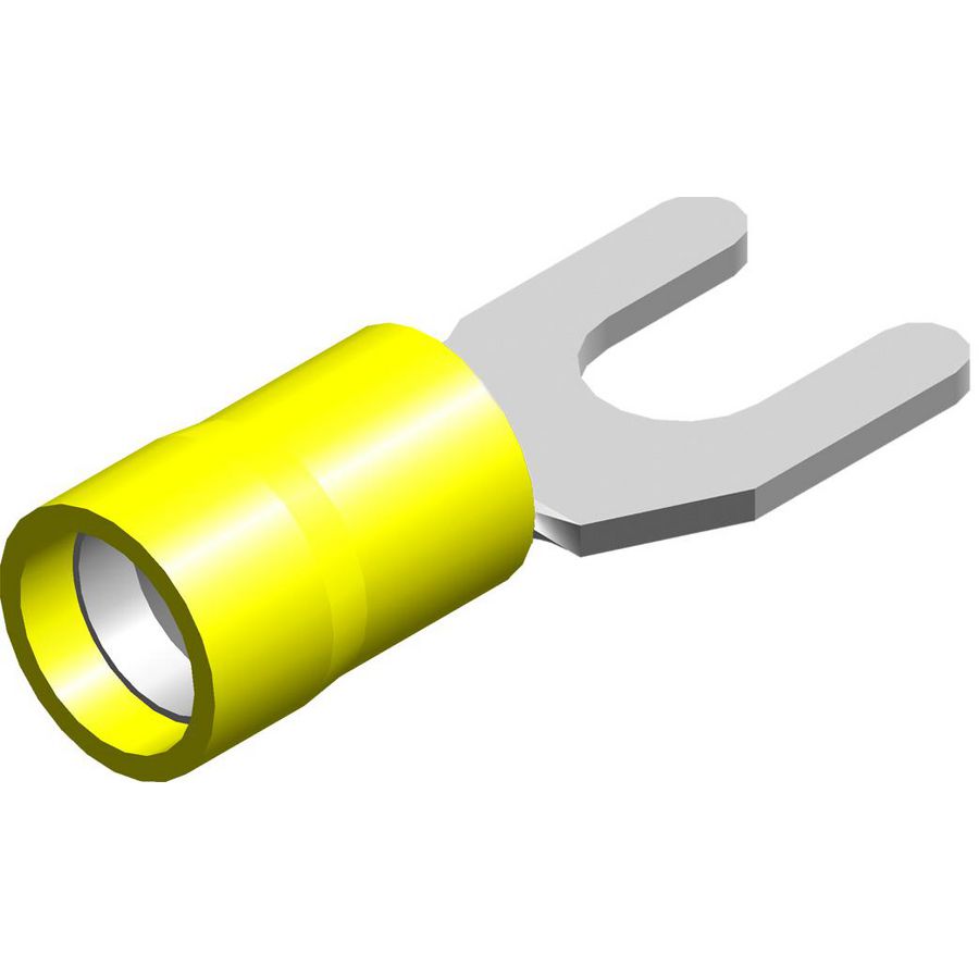 DoosA 100st. Dubbelw. kabelbesch. vork geel 4,0-6,0mm² M3,5