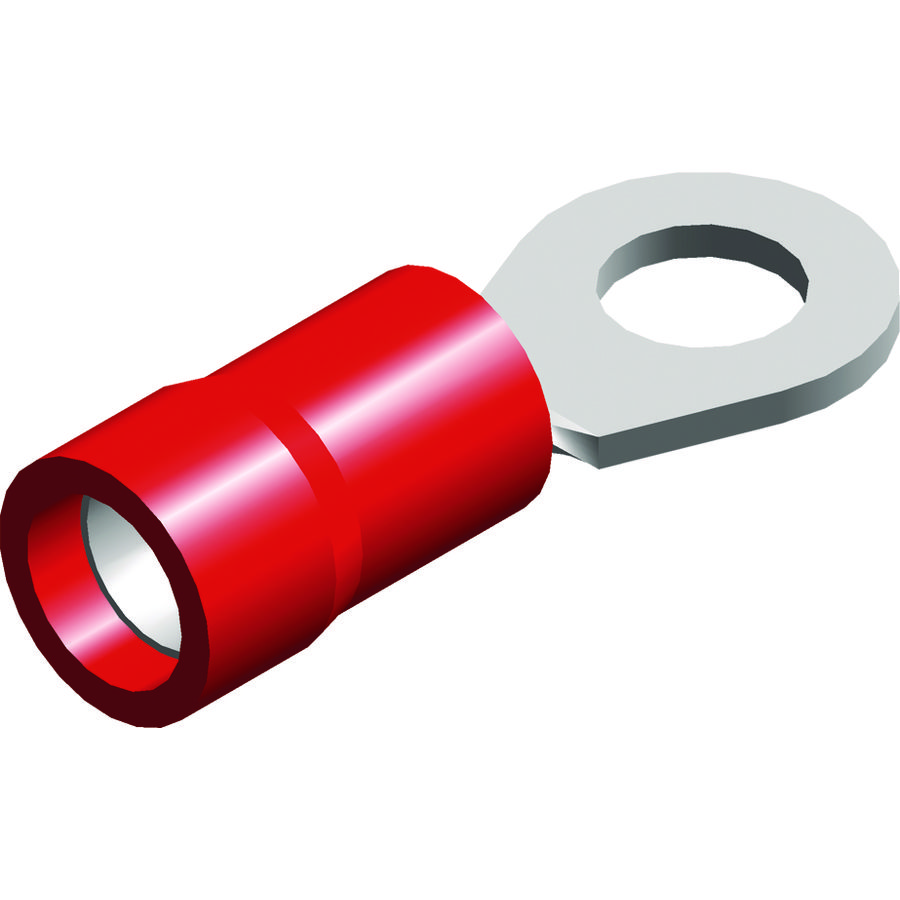 Doos a 100st. PVC geisoleerde kabelschoenen ring rood 0,5-1,5mm² M10