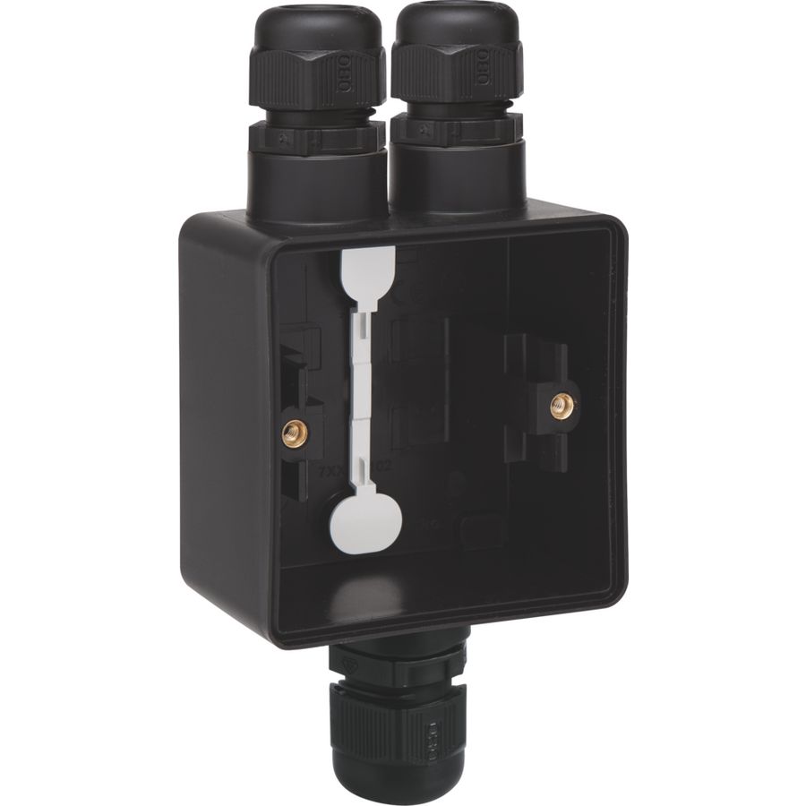 Spuitwaterdichte opbouwdoos 1x 2-voudig M20/1x enkel Zwart