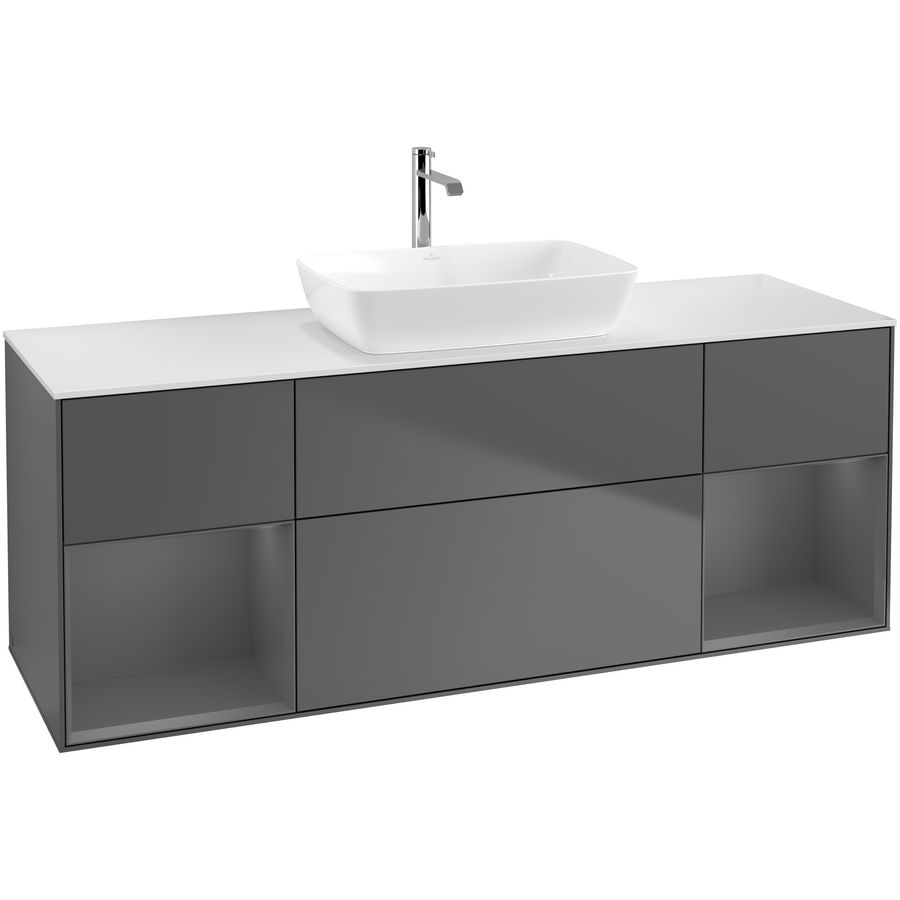 Wastafelonderkast Finion 1600x603x501mm Antr. Matt Lacquer G861GKGK