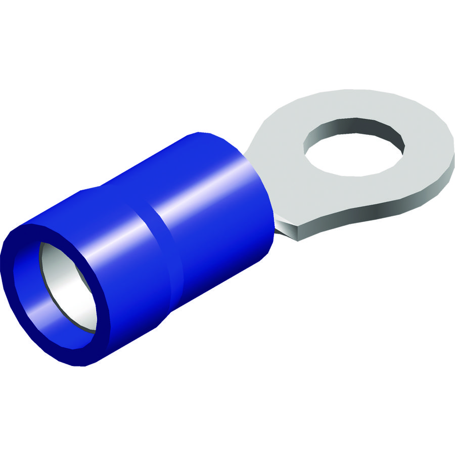 Doos a 100st. PVC geisoleerde kabelschoenen ring blauw 1,5-2,5mm² M4