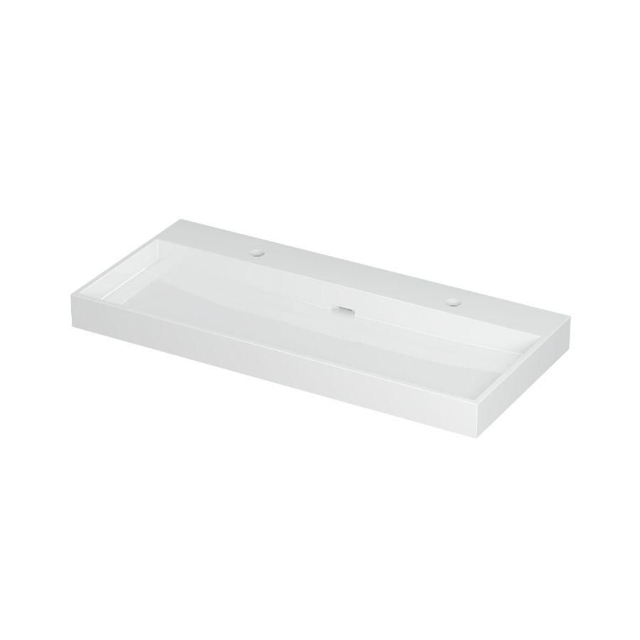 INK Urban Wastafel Porselein 2 kraangat GL wit 100x45