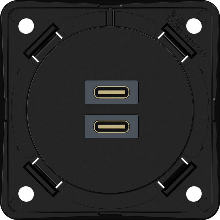 USB C+C (PD) wandcontactdoos, Integro, zwart