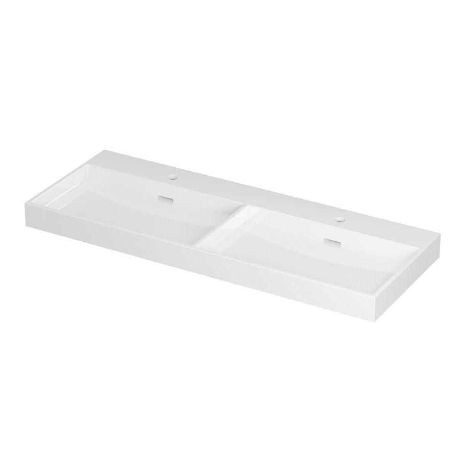 INK Urban Wastafel Porselein dbl 2 kraangat GL wit 120x45
