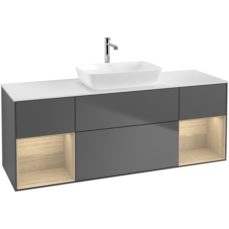 Wastafelonderkast Finion 1600x603x501mm Antr. Matt Lacquer G861PCGK