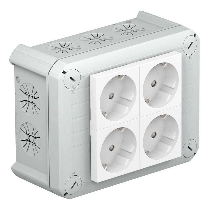 Kabeldoos 4 wcd 33gr wit 2+2 150x116x67 polypr. li.grijs