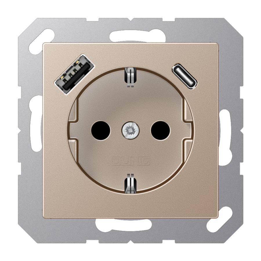 Wandcontactdoos m.lader champ.v.USB type A&C AS500