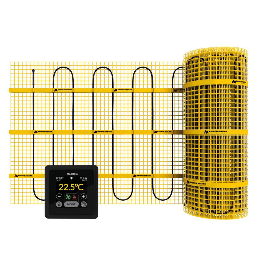 Set elektrische vloerverwarming MAT 300W 2m² incl. WIFI thermostaat zwart