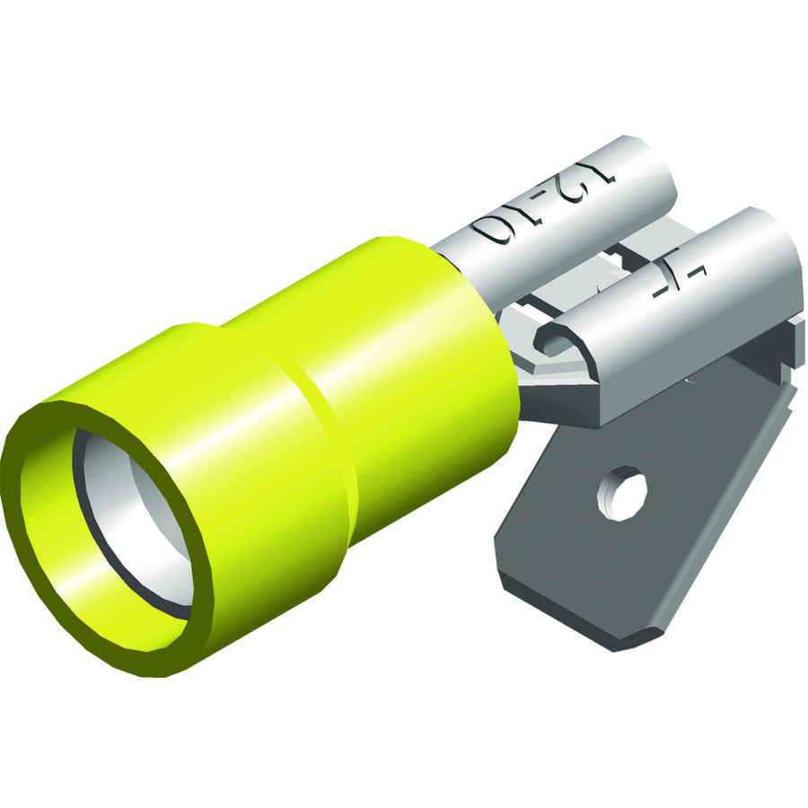 Doos a 100st. Vlakstekerhulzen met tab geel 4,0-6,0mm²