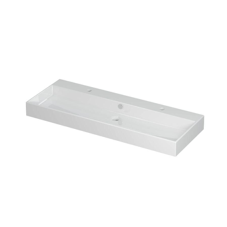 INK Unlimited Wastafel Porselein 2 kraangat GL wit 120x45