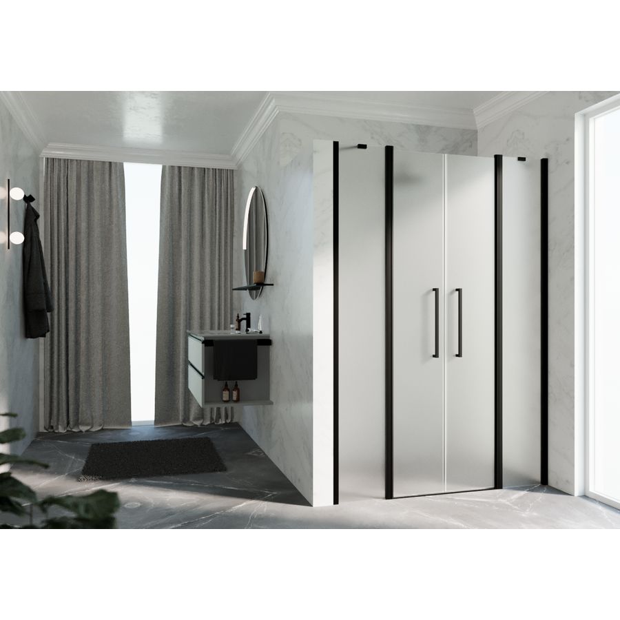 Nisdeur Y22A 1170-1210x2000mm zwart satin 2xdraaidelen