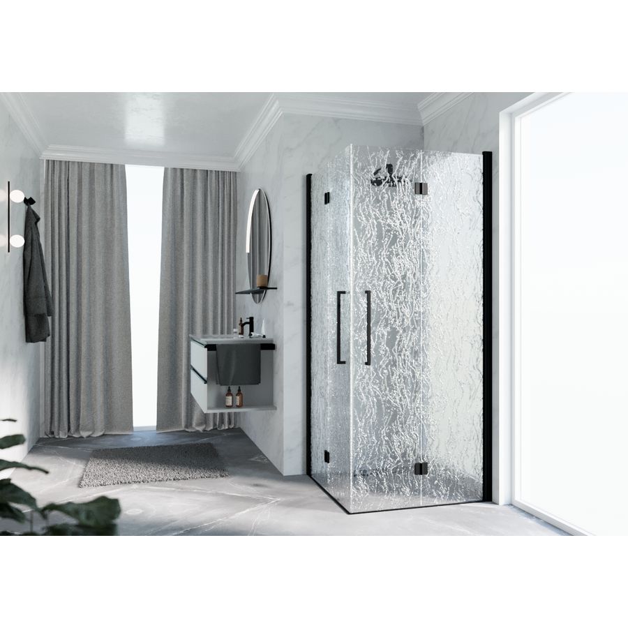 Hoekinstap 2xvouw YOUNG 2GS 1010-1030x2000mm matzwart Aqua glas