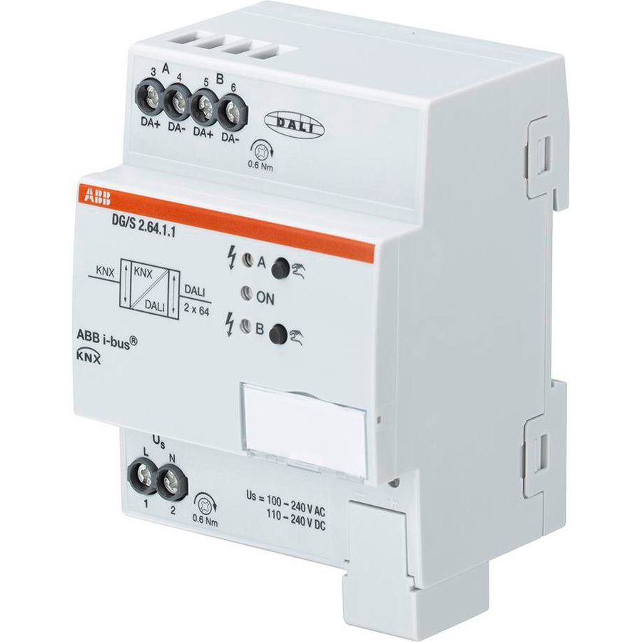 DALI-uitgangen/kanalen KNX met 2x64 afzonderlijke DIN-rail