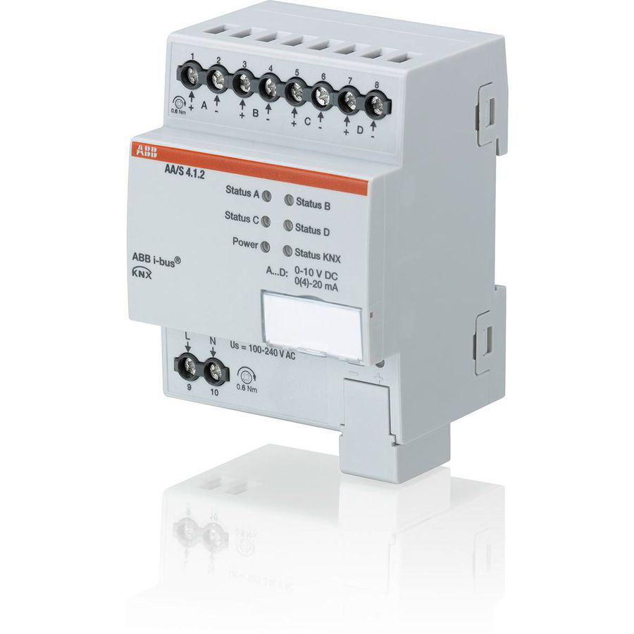Analoge uitgang KNX 0-10V 0-20mA 4-voudig DIN-rail montage