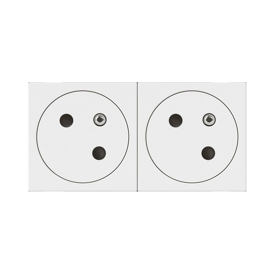 Contactdoos 2x2P + A vlak 4 modulen wit Mosaic