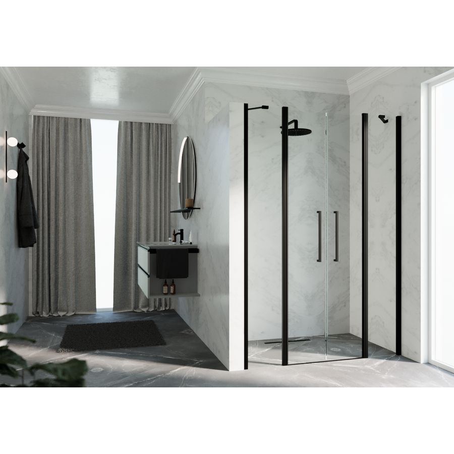 Nisdeur Y22A 1170-1210x2000mm zwart helder 2xdraaidelen