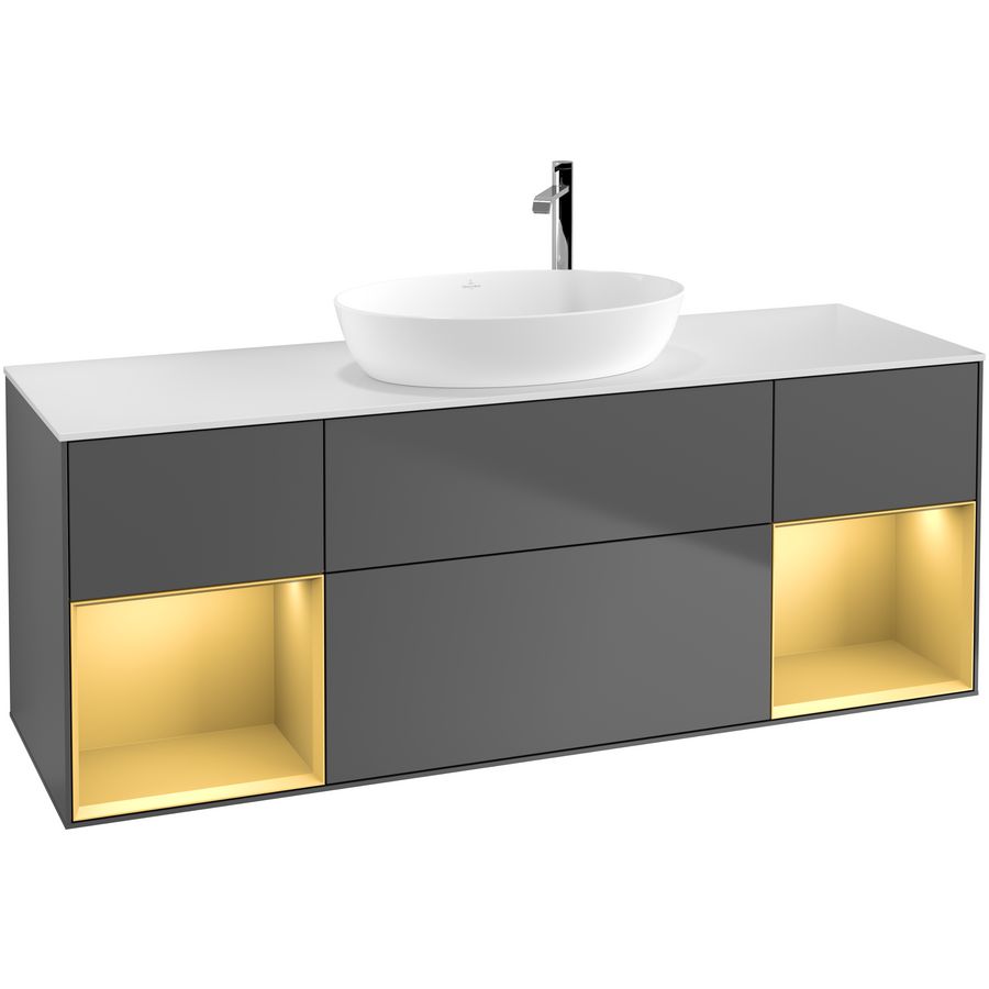 Wastafelonderkast Finion 1600x603x501mm Antr. Matt Lacquer G981HFGK