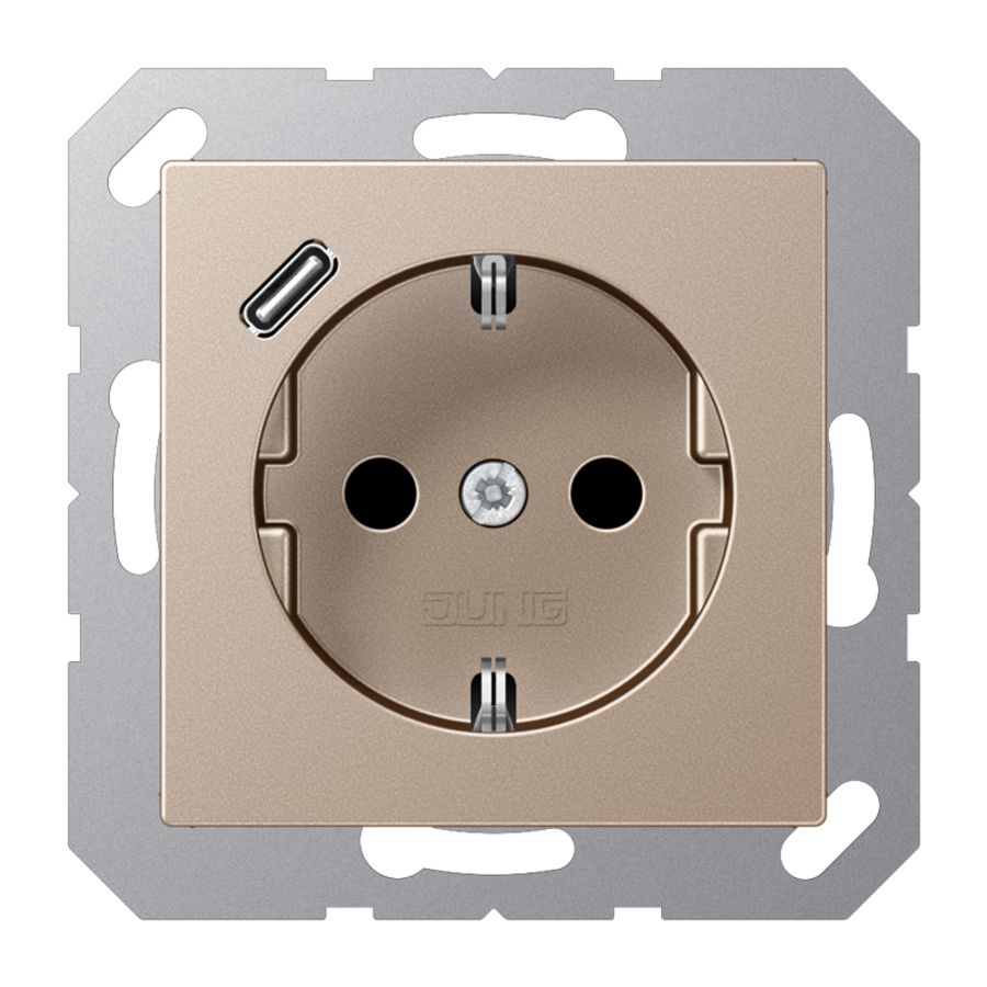 Wandcontactdoos m.lader champ.v.USB type C AS500