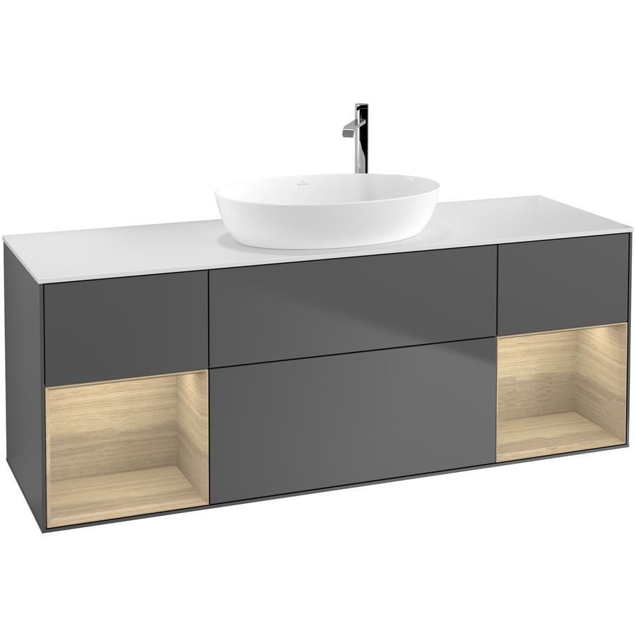 Wastafelonderkast Finion 1600x603x501mm Antr. Matt Lacquer G981PCGK