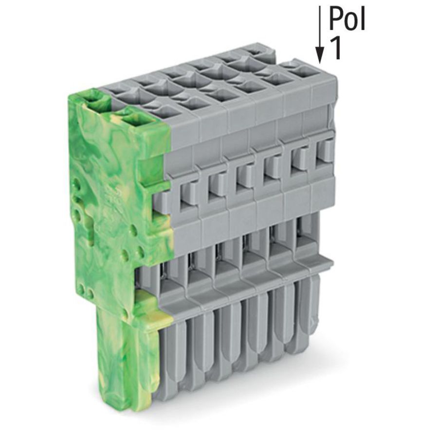 1-draads female steker CAGE CLAMP 4mm² grijs/groen-g VVE=25
