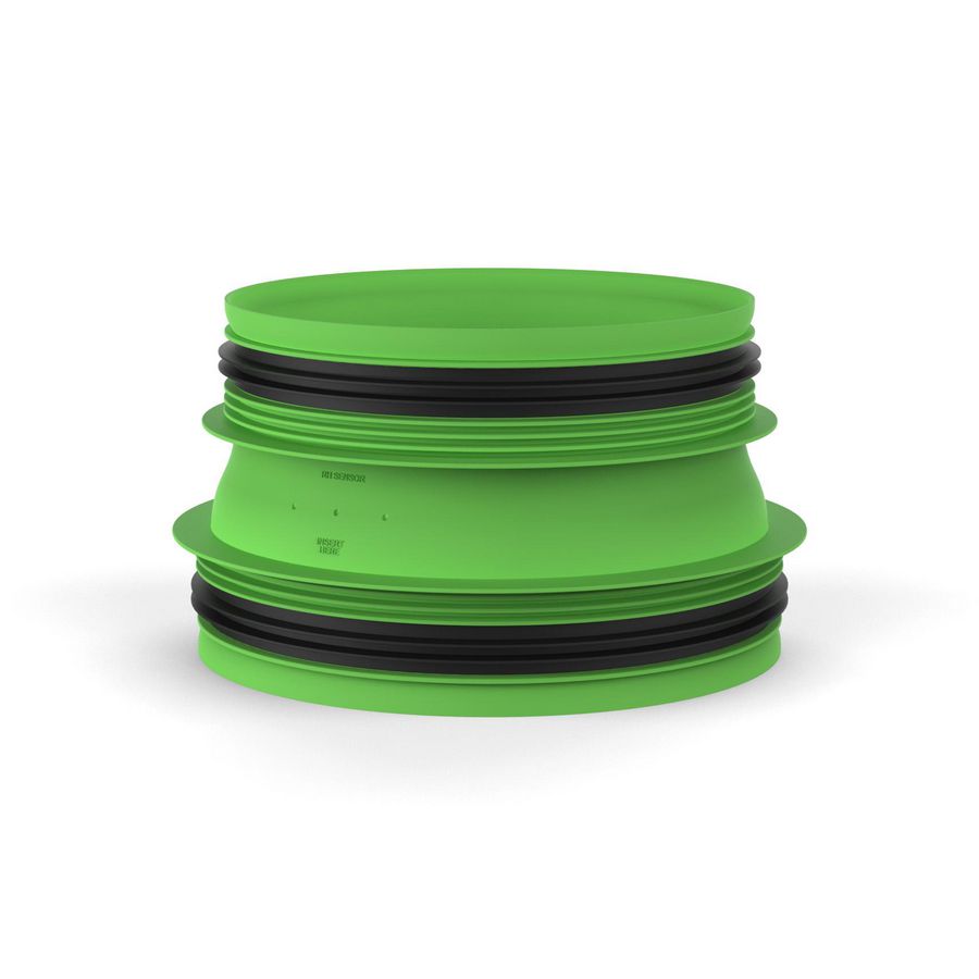 Steekverbinder / aansluitstuk PP rubber dichting Ø200-Ø180 (M/M)