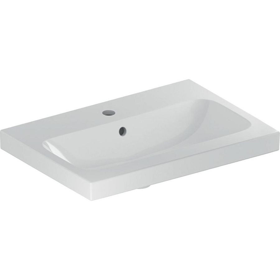 iCon Light wastafel 60x42cm met kraangat + overloop wit