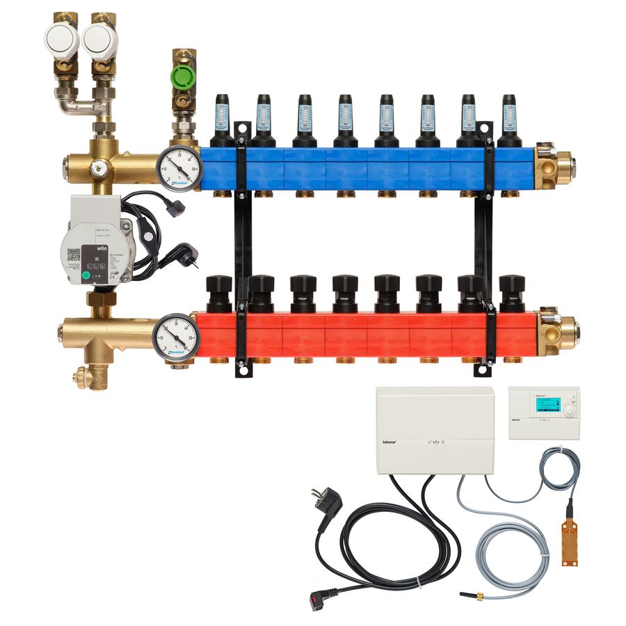 Vloerverw.verdeler 4851 3-pijps E-pomp BA. 10-145l/u 8-groeps