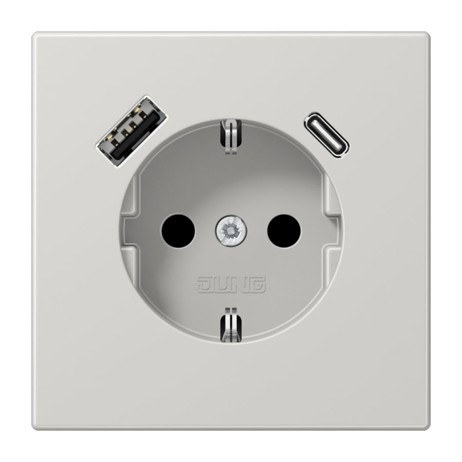 Wandcontactdoos m.lader li.gr.v.USB type A&C LS990