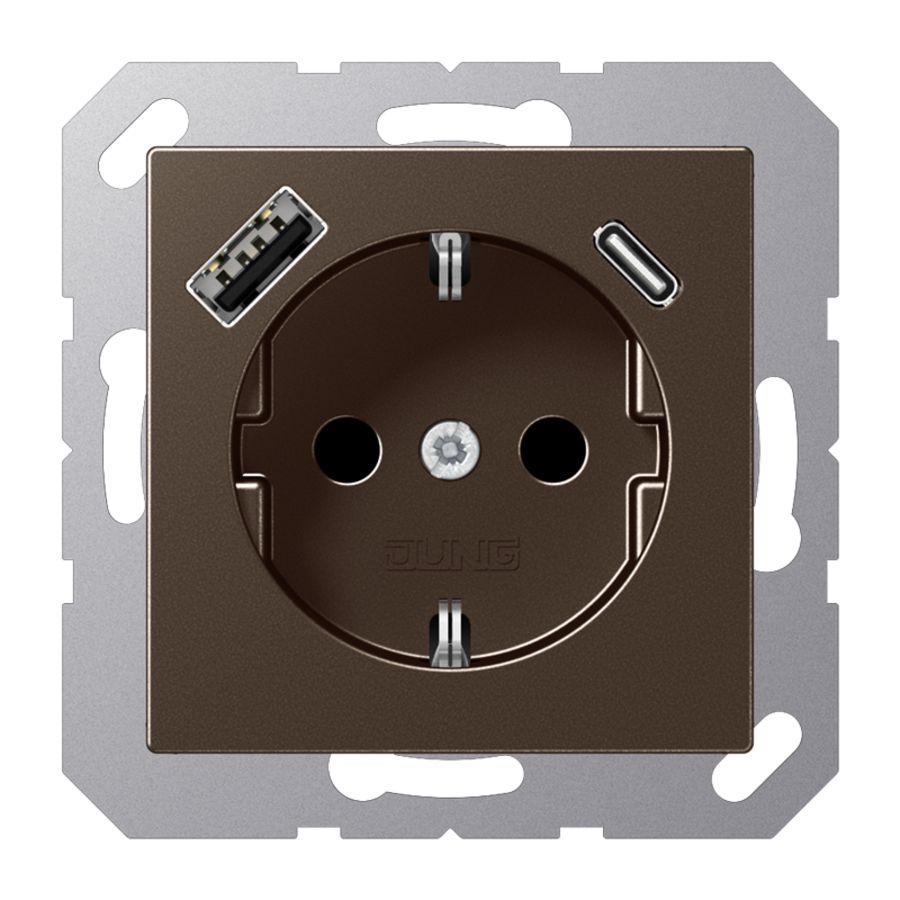 Wandcontactdoos m.lader mokka.v.USB type A&C AS500