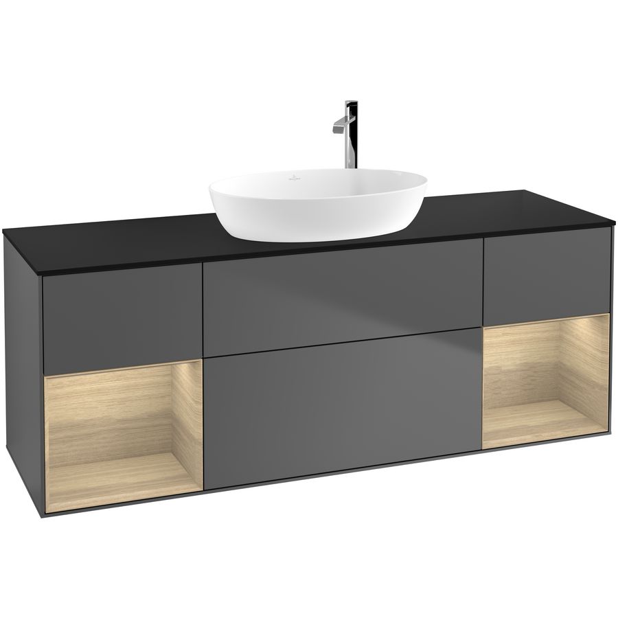 Wastafelonderkast Finion 1600x603x501mm Antr. Matt Lacquer G982PCGK
