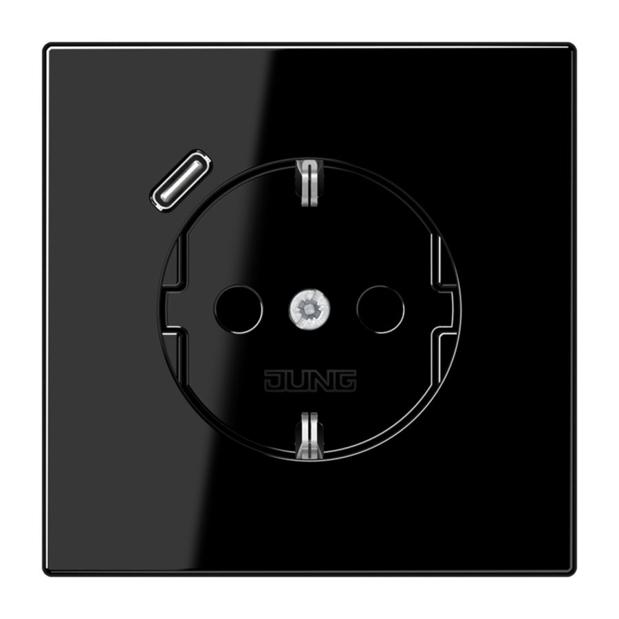 Wandcontactdoos m.lader zwart v.USB type C LS990