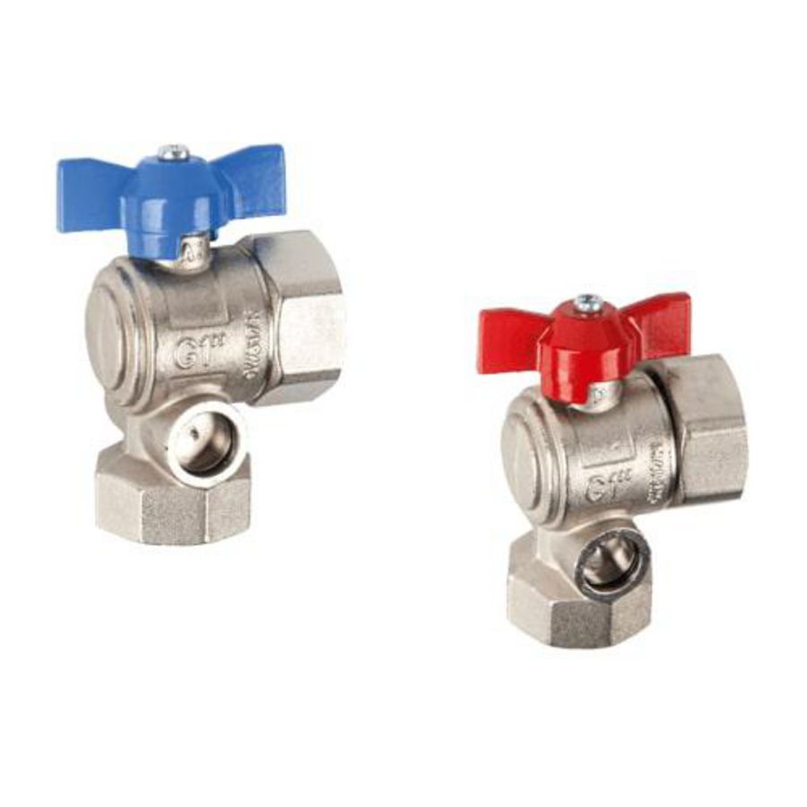 Kogelkraan set KHT-Set ECK Wartel 1"xF 1" nikkel+messing