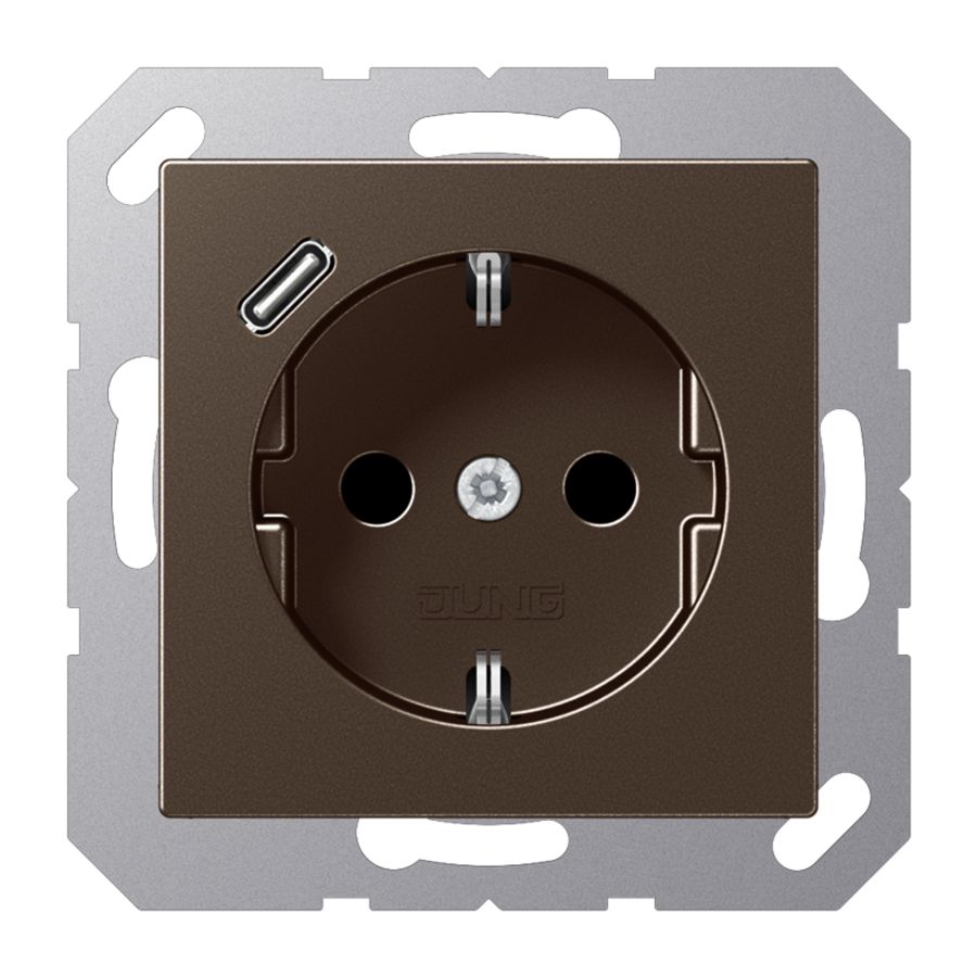 Wandcontactdoos m.lader mokka.v.USB type C AS500