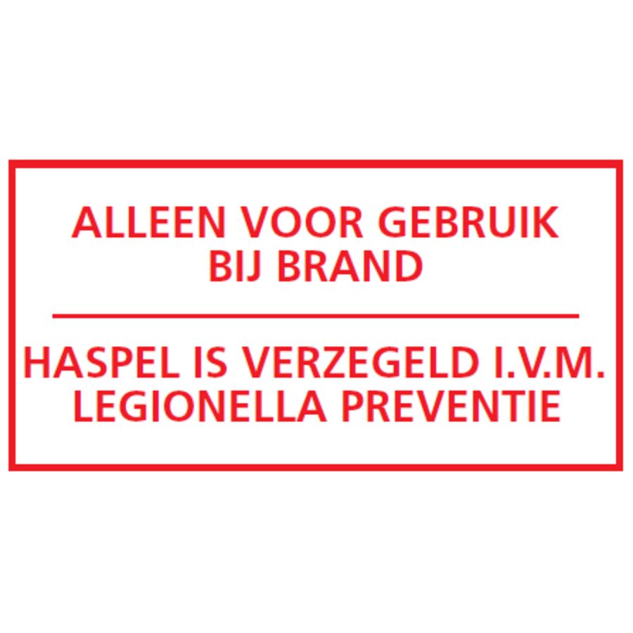 Sticker alleen bij brand 100x200mm verzegeld ivm legionella