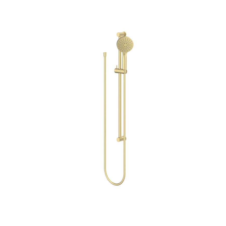 Glijstangcombinatie 800mm geborsteld mat goud handdouche 3 straalsoorten / slang 1500mm