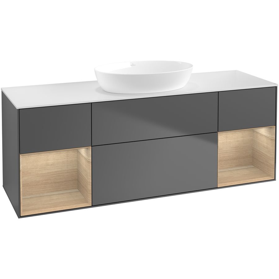 Wastafelonderkast Finion 1600x603x501mm Antr. Matt Lacquer GD01PCGK