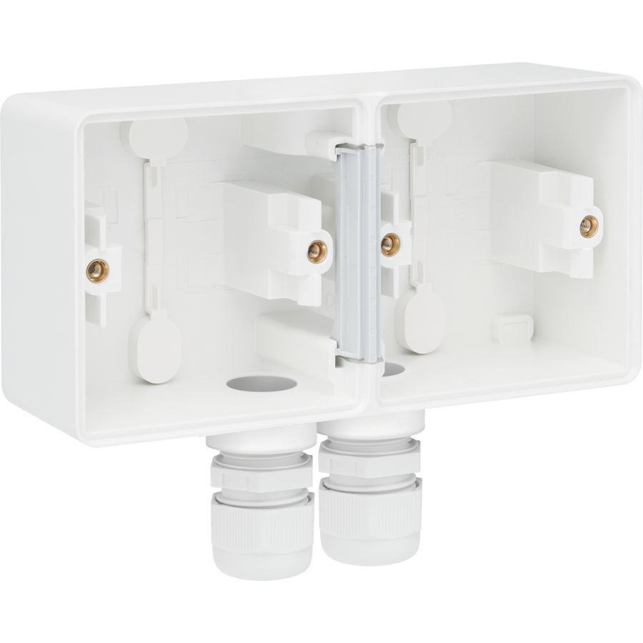 Spuitwaterdichte dubbele horizontale opbouwdoos 1x 2-voudig M20 grijs