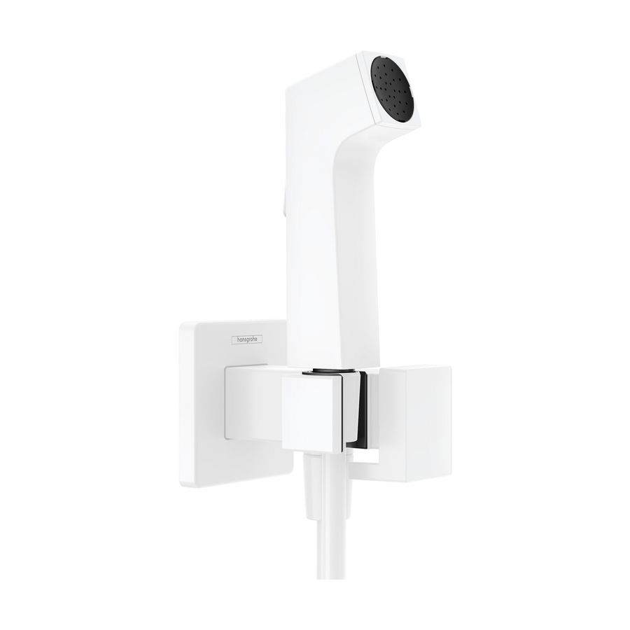 Bidet handdouche 1 straalsoort gemengd water+douchehouder+slang 125cm mat wit