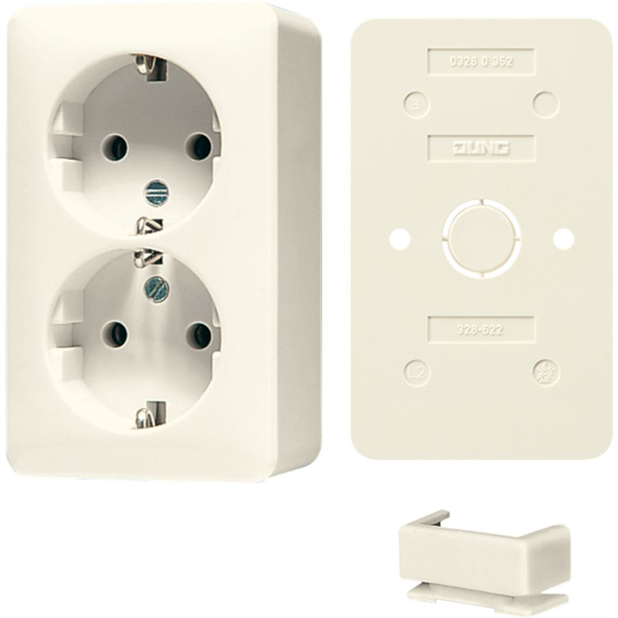 Wandcontactdoos wit 2-voudig met R/A Bundel AP600