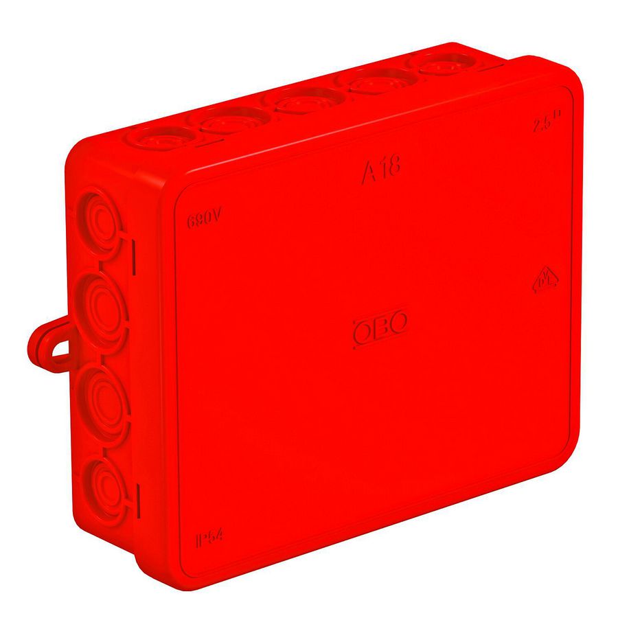 Kabeldoos 125x100x38 polyeth. rood VVE=10