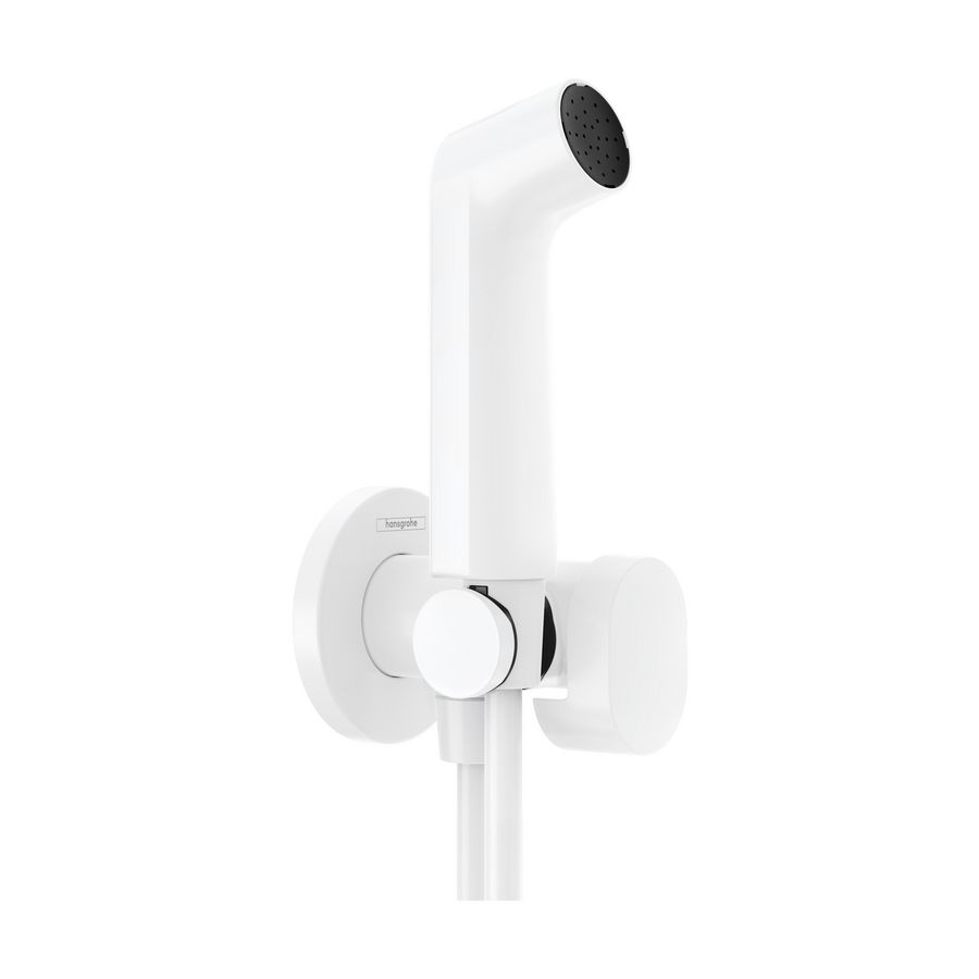 Bidet handdouche 1 straalsoort koud water+douchehouder+slang 125cm mat wit