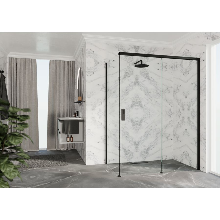 Opera FH zijwand 790-810x2000mm mat zwart helder LI