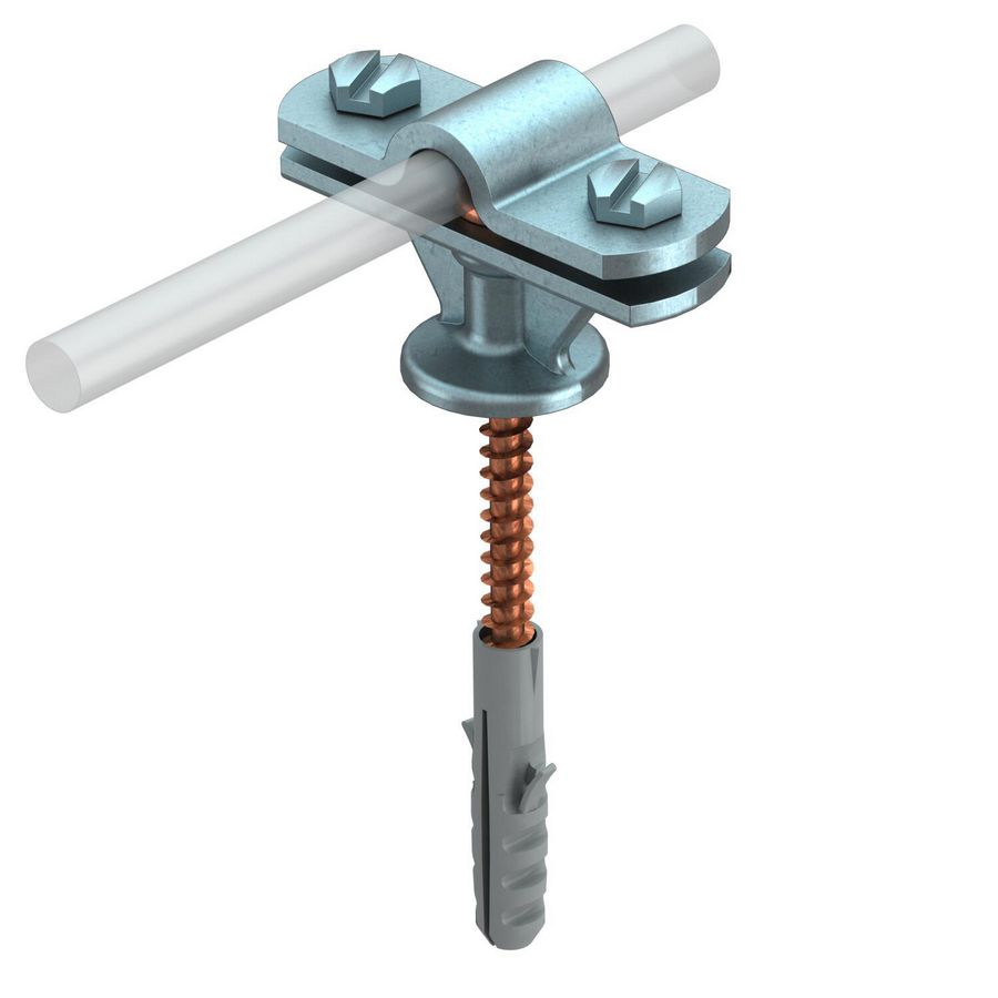 Leidinghouder met houtschroeven 8-10mm zink verzinkt VVE=100