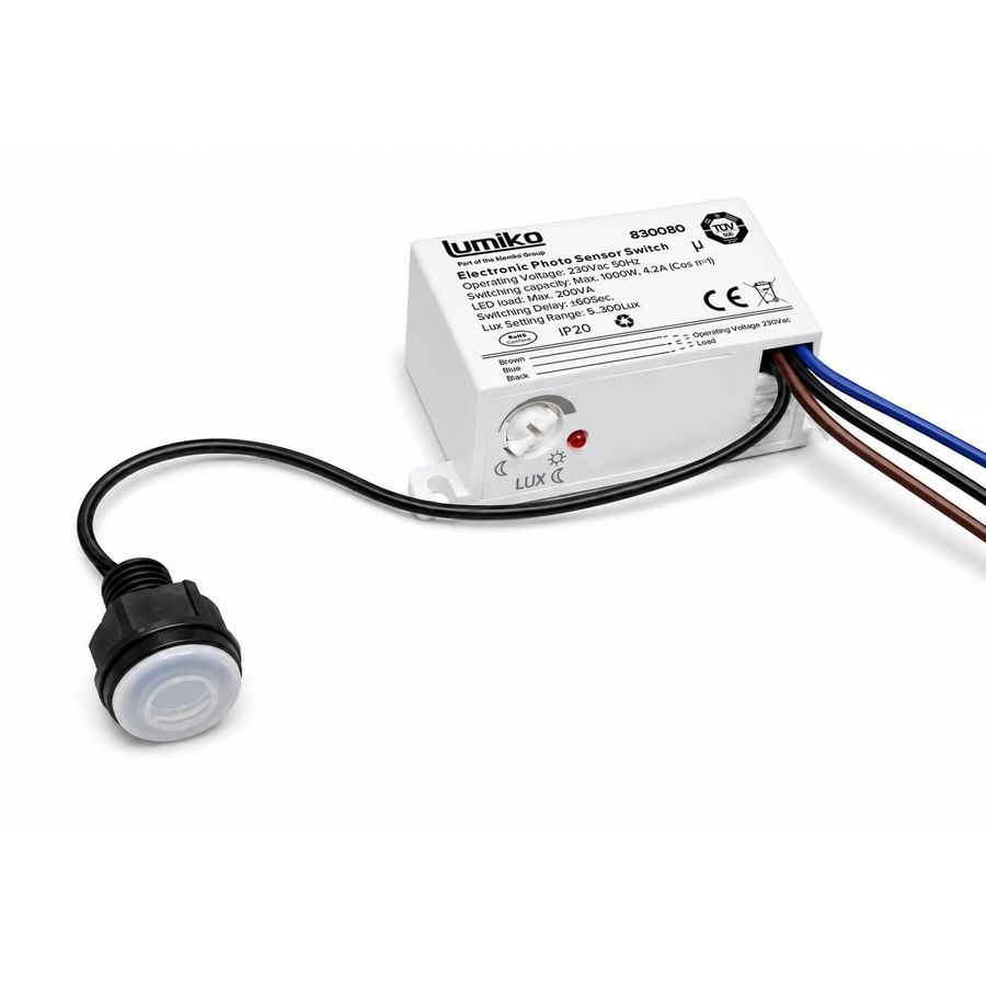 Schemerschakelaar inbouw 4,2A lux instelbaar 1000W 5-300Lux
