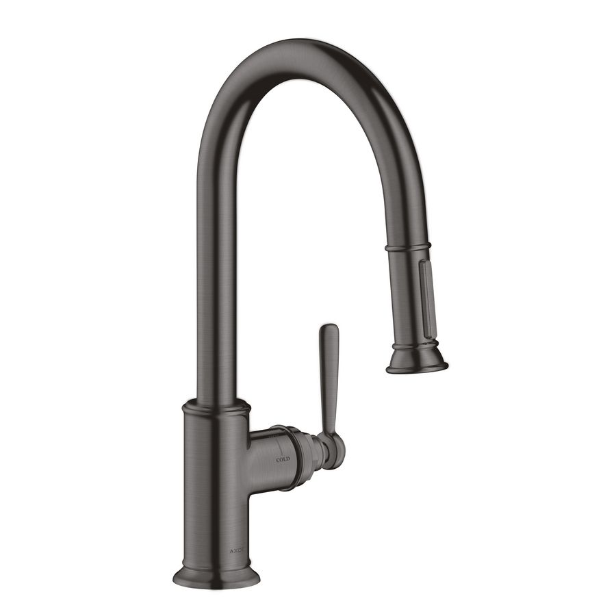 AX Montreux keukenmengkraan uittrekbare vuistdouche Brushed Black Chrome