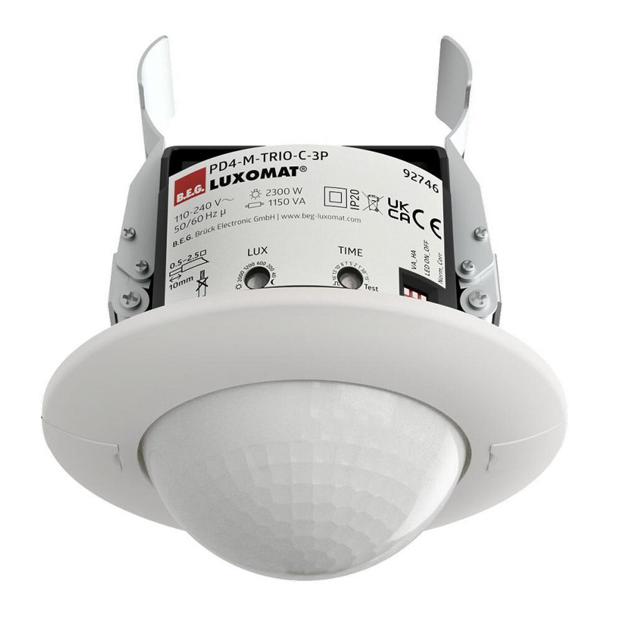 Aanwezigheidsmelder TRIO 360gr. IB wit IP20 40m 1Kanaal