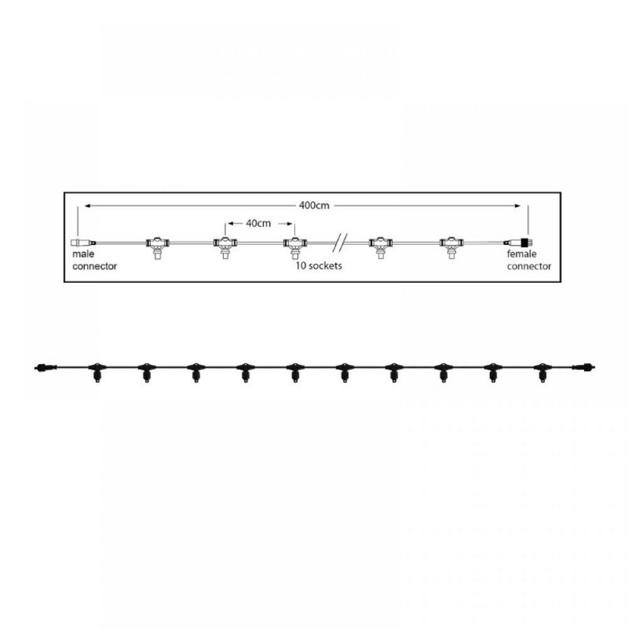 Hoofdkabel PS36 10 fitting L=4mtr. zwart