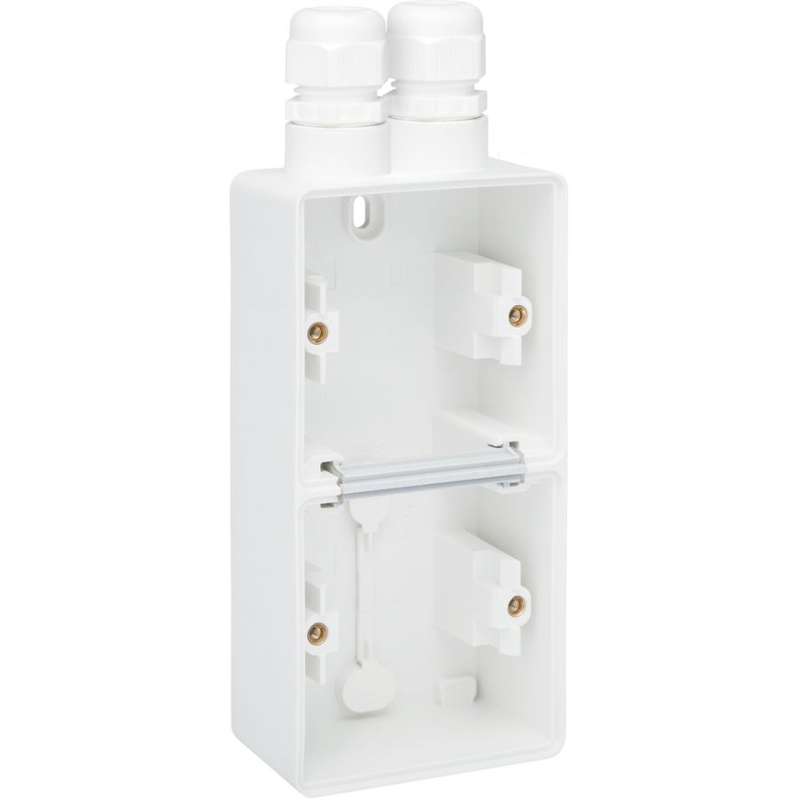 Spuitwaterdichte dubbele verticale opbouwdoos 1x 2-voudig M20 wit